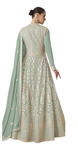 RUDRAPRAYAG Georgette Embroidery Semi Stitched Flared Floor Length Anarkali Gown For Women