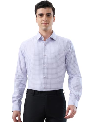 Raymond Men Contemporary Fit Structure Pattern Pure Cotton Semi Cutaway Collar Full Sleeve Formal Shirt Grey
