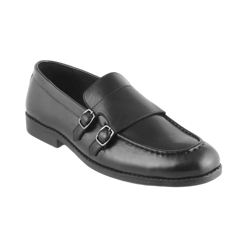 tresmode Bondy Black Men's Double Monk Shoes in Size 11 UK (45 EU)