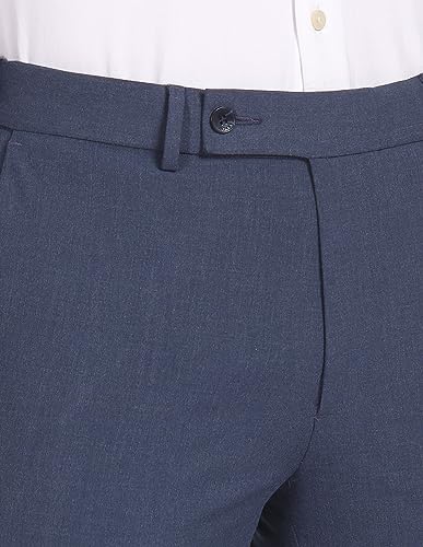 Arrow Super Slim Fit Solid Formal Trousers Blue