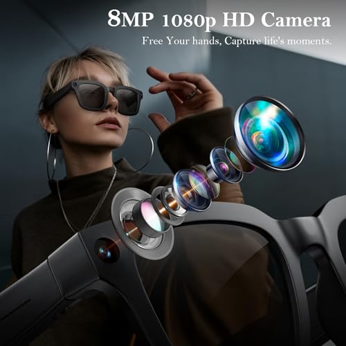 AVINMER AG01 Smart Glasses with 8MP Camera, AI Smart Glasses with GPT-4.0, Real-Time Translation, Bluetooth Audio, IP67 Waterproof Camera Glasses for Sports, Travel & Vlog Content Creators