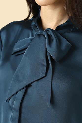 Women Navy Solid Long Sleeves Shirt
