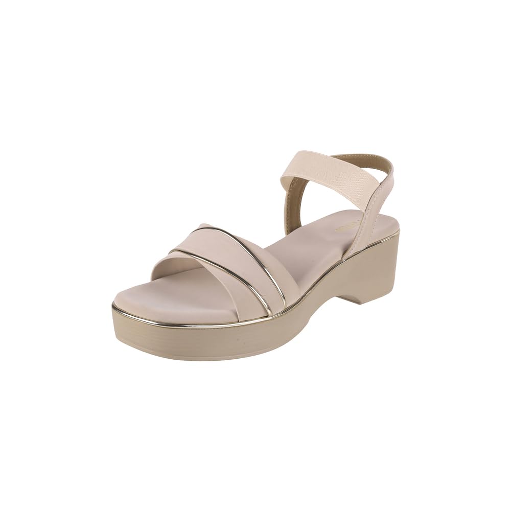 Metro Women Beige Wedge Heel Comfort Fashion Backstrap Sandal UK/6 EU/39 (34-313)