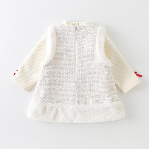 Hopscotch Girls Sleeveless White Bow Applique Textured Dress with Blouse For Age (2-3 Years)
