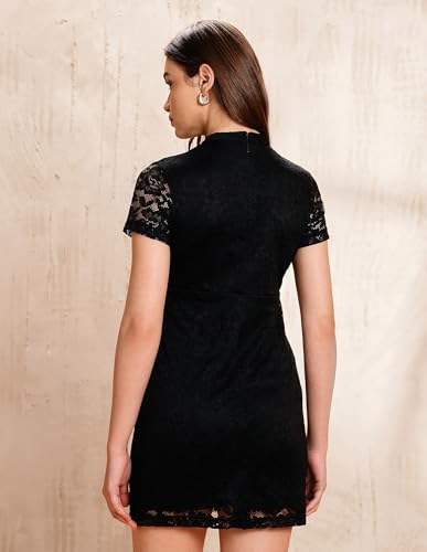 U.S. Polo ASSN._Solid Regular Fit Lace Dress, (UWAW25DRS216_Black_XS)