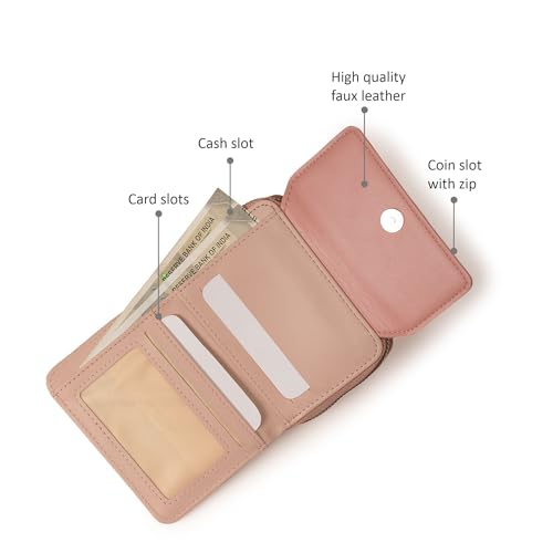Fastrack Women's Mini Organizer Wallet | Flap Closure, Tri-Fold Design, Zip Coin Pocket, Card & Cash Slots | Compact & Organized | 6 Months Warranty