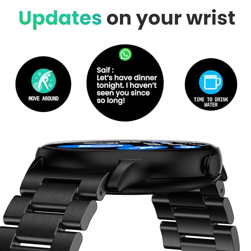 Boult Newly Launched Dire Smartwatch 1.38'' 2.5D Curved HD Display, BT Calling, 500 Nits Brightness, IP67, 250+ Watchfaces, 120+ Sports Modes, AI Voice Assistant, SpO2 Monitoring (Metal Black)