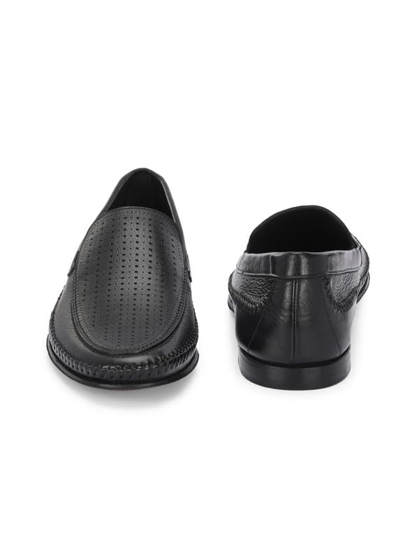 HITZ Men's Black Leather Formal Slip On Shoes - UK 7