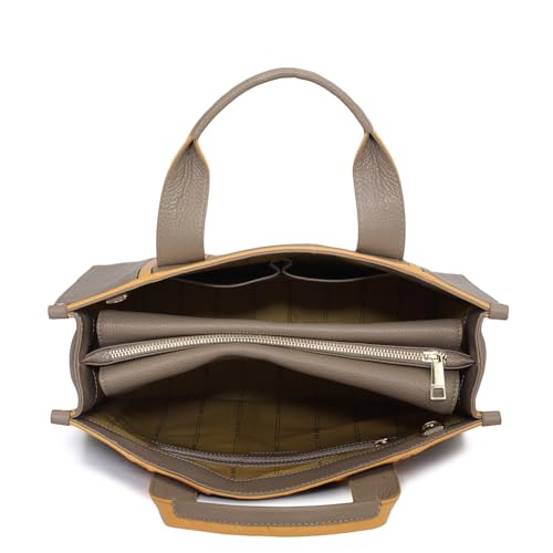 Da Milano Genuine Leather Grey Book Tote (01708) (Large)