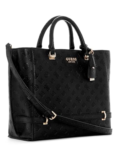 GUESS Black Logo Textured Zarela Girlfriend Tote Bag