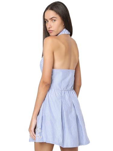 VERO MODA Women's Fit and Flare Blue Dress