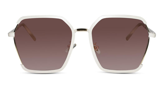 LensKandy Oversized Hexagoanl 100% UV Protected Sunglasses for Women | 2133-White