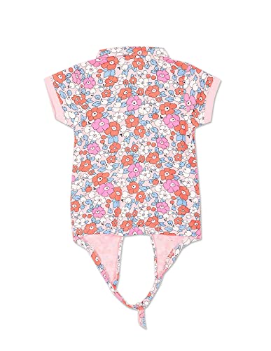 Girls Pink Short Sleeve Printed Polo Shirt