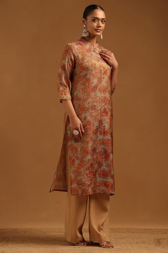 Soch Womens Rust Muslin Botanical Kurta