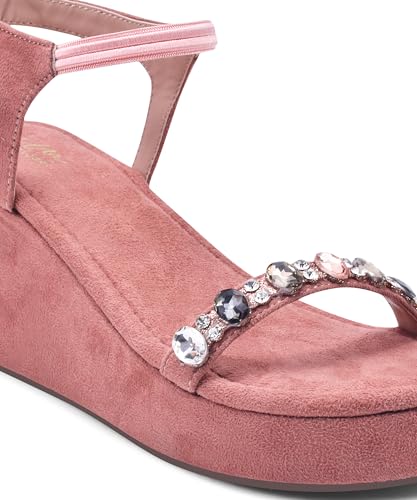 JM LOOKS Glamorous Wedge Platform Sandals Adorned with Sparkling Jewels
