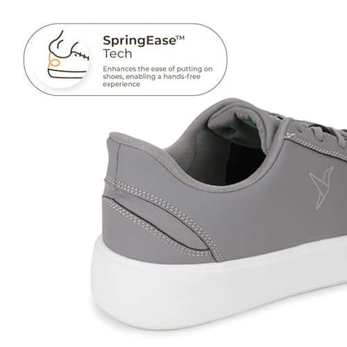 YOHO Blinc Hands Free Sneakers for Men | Truly Slip ons | Quick wear Elastic Laces, Dove Grey - UK 8