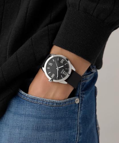 GUESS Men's Analogue Quartz Watch with Silicone Strap GW0894G1, Black, strap