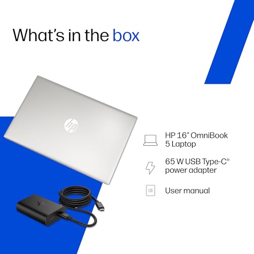HP Omnibook 5 (Previously Pavilion), AMD Ryzen AI 7 350 (24GB LPDDR5x, 1TB SSD), 2k (1920 x 1200),Touch, Anti-Glare,16''/40.6cm, Win11, M365* Office24, Silver, 1.79kg, ag1087au, BL, Next Gen AI Laptop