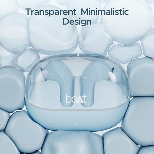 boAt Airdopes 311 Pro, 50HRS Battery, Fast Charge, Dual Mics ENx Tech, Transparent LID, Low Latency, IPX4, IWP Tech, v5.3 Bluetooth Earbuds, TWS in Ear Earbuds Wireless Earphones with mic (Dusk Blue)