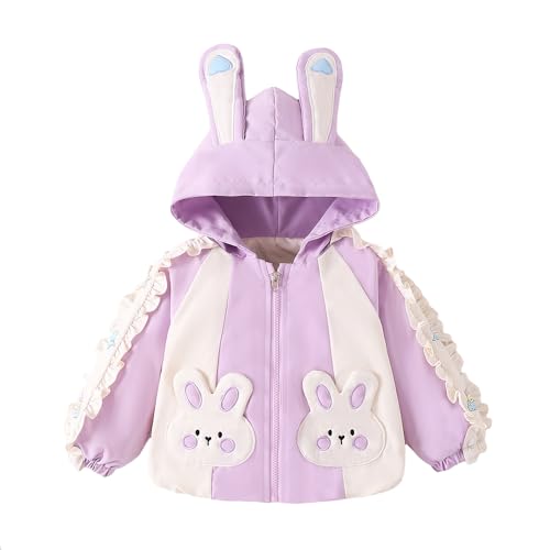 Hopscotch Girls Full Sleeves Lavender Bunny Applique Jacket For Ages(4-5 Years)
