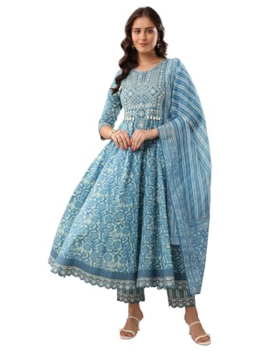 Libas Women's Cotton Kurta Set (99808_Blue