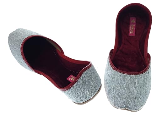 Fulkari Formal Shoes for Women – Elegant & Comfortable Office Wear, Stylish Leather Finish, Cushioned Insole, Ideal for Work, Business Meetings & Formal Event's (White Silver,Size-6)