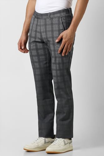 Van Heusen Men Grey Check Trousers