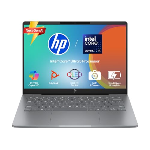 HP Omnibook X Flip OLED (Previously Envy) Intel Core Ultra 5 226V, 40 Tops (16GB LPDDR5x, 1TB SSD) 3K,120hz, 14''/35.6cm, 2-in-1, Win11, M365* Office24, Silver, 1.38kg, fm0099TU Next Gen AI Laptop