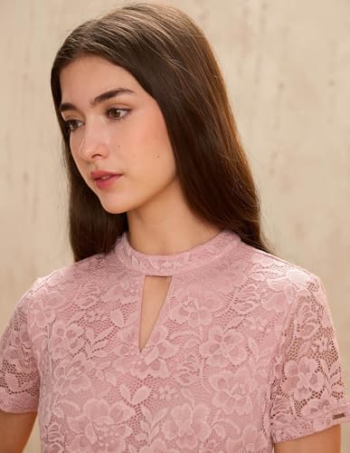 U.S. Polo ASSN. Floral Lace Mini Sheath Dress (UWAW25DRS215_Pink_L)