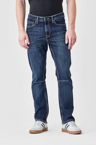 SNITCH Men Dark Blue Casual Jeans | Straight Fit Mid Rise Washed Design | Durable Cotton Blend & Smooth Denim Fabric for Everyday Comfort & Style