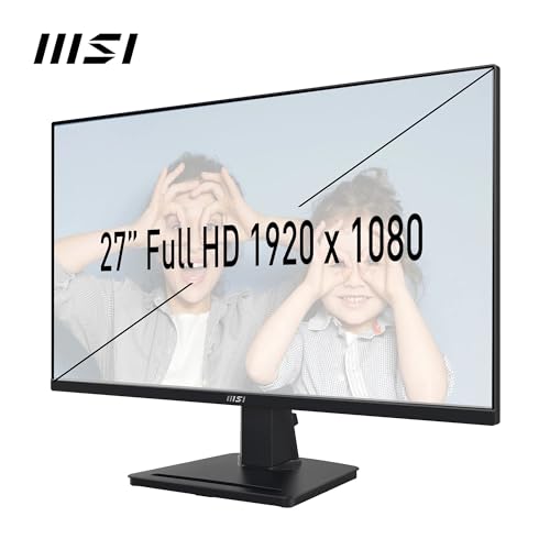 MSI PRO MP275 27 Inch Full HD Office Monitor - 1920 x 1080 IPS Panel, 100 Hz, Eye-Friendly Screen, Built-in Speakers, Tilt-Adjustable - HDMI 1.4b, D-Sub (VGA)