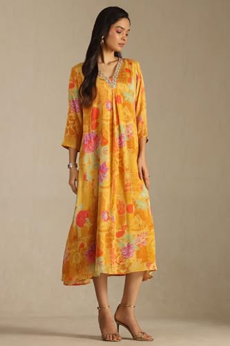 Soch Women's Chinon Maxi Dress (EWA5KU61500_Mustard