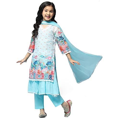 BIBA Cotton Blend GIRL PRINTED NARROW KID Suit Set (KW5282_OFF WHITE_3), 2-3 Years