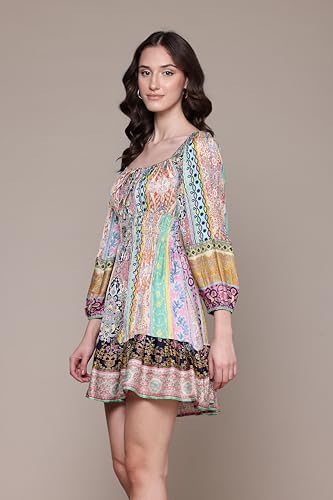 Label RITU KUMAR Multi Ethnic Stripes Short Dress Multicolour