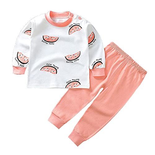 Bold N Elegant Full Sleeve Fruity Print Kid's Cotton T-Shirt and Pajama Coord Sleepwear Clothing Set for Baby Boys and Girls (6-12 Months, Peach)