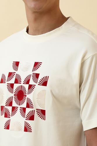 Men White Print Crew Neck T-Shirt