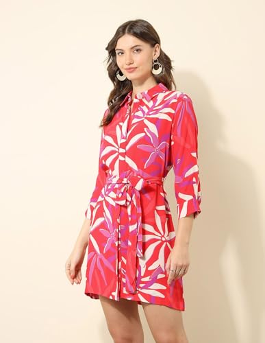 U.S. POLO ASSN. Women's Rayon Shirt Mini Dress (UWSS25DRS164 Multicolor