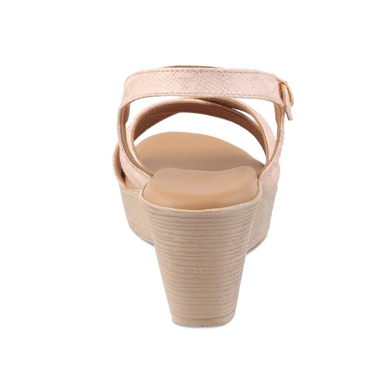 tresmode 239-AVIO CHAMPAGN WOMEN DRESS WEDGE SANDALS EU/40 UK/7
