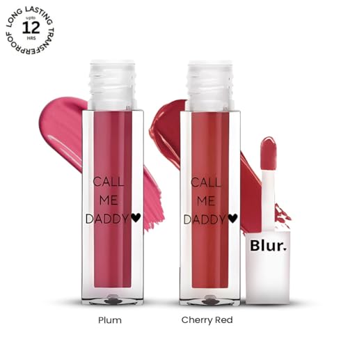 Blur India Call Me Daddy Red Wine Romance- Plum & Cherry Red Liquid Lipstick Duo | 5ml Each