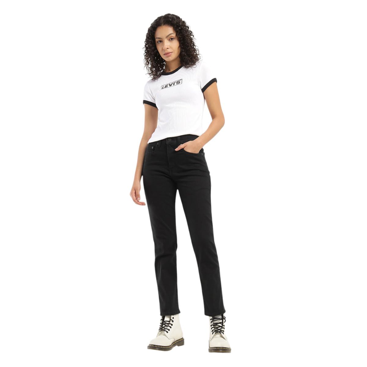 Levi's Women's High Rise Straight Jeans (001Uf-0005_Black