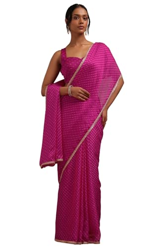 Soch Womens Fuchsia Georgette Leheriya Print Saree