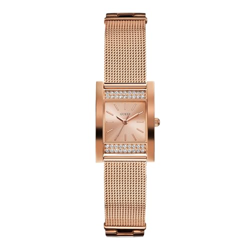 Guess Nouveau Rectangle 22mm Rose Gold Dial Analog Women Watch - U0127L3M