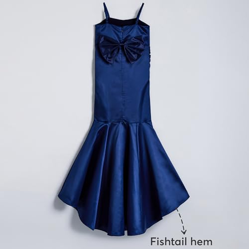 Hopscotch Girls Royal Blue Sleeveless Stone Embellished Sheath Gown For Age (3-4 Years)