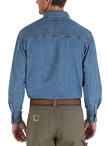 RIGGS WORKWEAR by Wrangler Men's Denim Work Shirt, Antique Navy, Large
