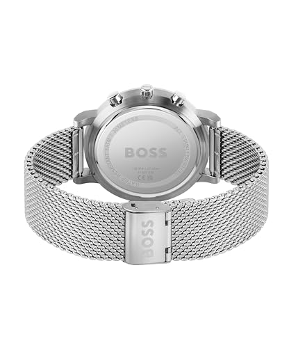 BOSS Hugo Stainless Steel Analog Grey Dial Men Watch-1513807, Silver Band