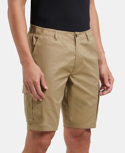 Jockey UM17 Men's Super Combed Mercerised Cotton Woven Straight Fit Cargo Shorts_Sepia Tint_XXL