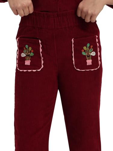 VERO MODA Girl Mid Rise Regular Fit Maroon Pants