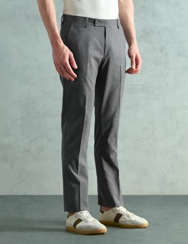 Arrow Men's Mid Rise Heathered Trousers (ARAEOTR2176_Grey_38)