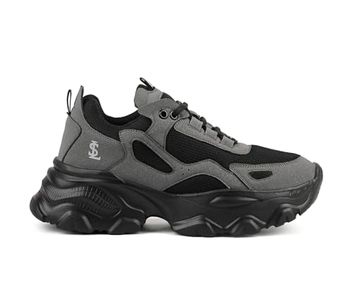 LOUIS STITCH Women’s Sneakers Black | Comfortable Lightweight Walking Shoes | Stylish Casual Lace-Up Trainers for Daily Wea | LSLD-SNK-01-JB | (UK-3)