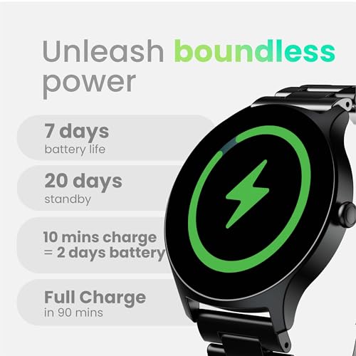 GOBOULT Rover Pro Smartwatch 1.43'' AMOLED, BT Calling 5.3, 1000 Nits Brightness, IP68, 150+ Watchfaces, 120+ Sports Modes, AI Voice Assistant, SpO2 Monitoring (Coal Black)